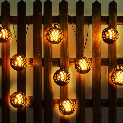 Solarleuchte Gartenleuchte Lichterkette 8x LED Kugel Terrassenlampe L 200 m