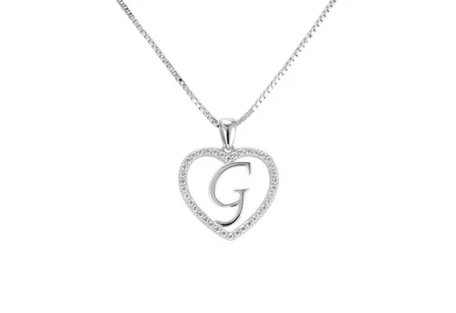 PAVELS Kette mit Anhänger Buchstabenkette Silber, Damen Halskette passend zu Kleid, Shirt, Jeans, Sneaker.