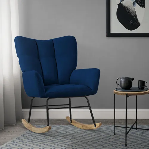 ML DESIGN Schaukelsessel Dunkelblau - Moderner Schaukelsessel für höchsten Komfort, ideal für Wohnzimmer und Schlafzimmer. Platzsparend und vielseitig einsetzbar, mit stilvollem Design und robustem Stahlgestell.
