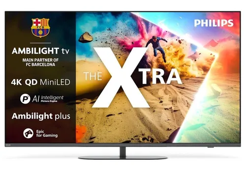 Philips Ambilight 65 Zoll MLED950 4K (2025) - Fernseher mit dreiseitigem Ambilight für beeindruckende Lichtstimmung und Mini-LED-Technologie für tiefen Kontrast und lebendige Farben.