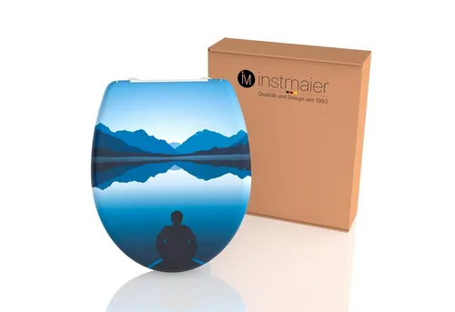 instmaier WC-Sitz mit Bergsee-Motiv - Toilettendeckel aus hochwertigem Duroplast mit SoftClose Absenkautomatik, bis 150kg belastbar und einfache Montage. Ideal für ein stilvolles Badezimmer.