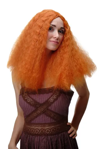 Voluminöse Damen Perücke Orange Locken wild Wikingerin Schottin YZF-7304-T2735