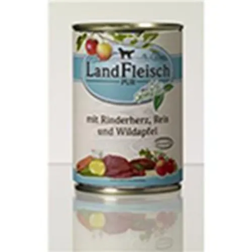 Landfleisch Pur Rinderherz, Reis & Wildapfel 400g 12 x