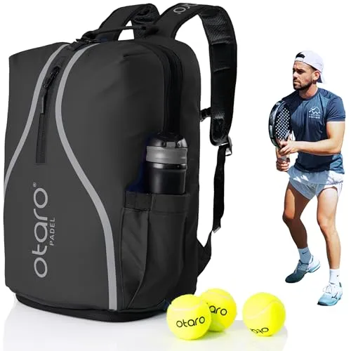 Otaro Padel Tasche mit Schuhfach & Laptopfach (schwarz) – Padel Rucksack für Schläger, Kleidung & Zubehör – Belüftet, Gepolstert & Stylisch – Tennistasche für Herren & Damen, Deutsches Unternehmen