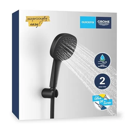 GROHE Vitalio110 Duschkopf mit Schlauch und Halter in schwarz von GROHE