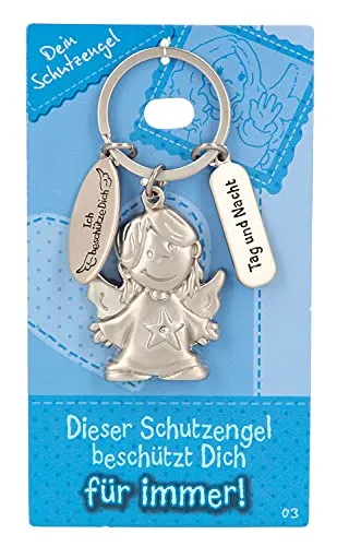 Depesche 7518-003 Schutzengel Schlüssel-Anhänger aus Metall, Glücksbringer mit Engel, Schlüsselring und liebevoller Botschaft, zum Verschenken an Familienmitglieder, Freunde und Bekannte