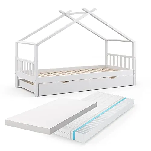 VitaliSpa Kinderbett Hausbett 90x200 - Stilvolles Design für Ihr Kind - Betten - Hochwertiges Hausbett aus 100% Massivholz, individuell gestaltbar und perfekt für kreative Kinderzimmer.