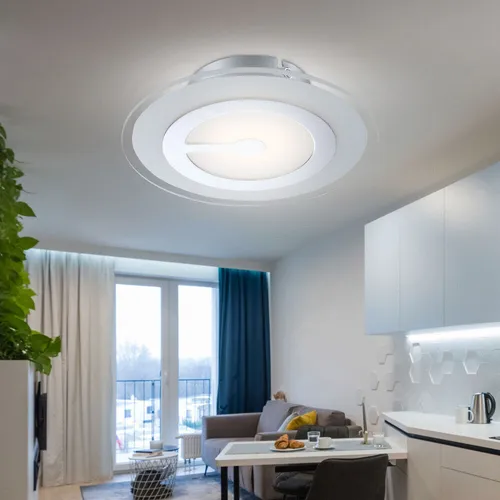 Deckenleuchte Deckenlampe Schlafzimmerlampe Glas satiniert chrom LED D 23 cm