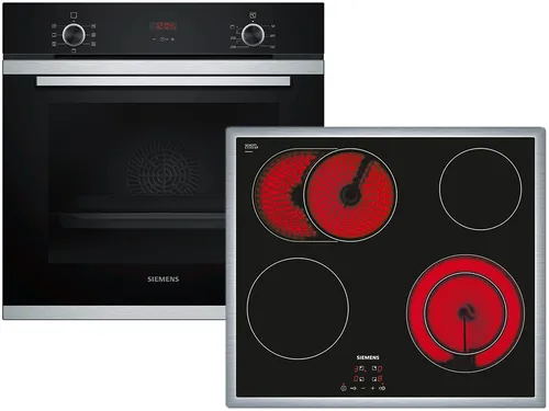 Siemens EQ212KA00Z Set Backofen HB213ABS0 Edelstahl + Glaskeramikkochfeld ET645HN17E