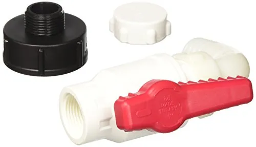 Bucchi 0101564.05Z4M000 Anschlussset für IBC-Behälter mit Adapter, Kugelventil, Haube aus PP 1 Zoll für Wasser