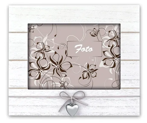 matches21 HOME & HOBBY Bilderrahmen Vintage Holz Bilderrahmen rechteckig weiss für 13x18 cm, Wand-Deko Fotorahmen im Querformat zum Stellen