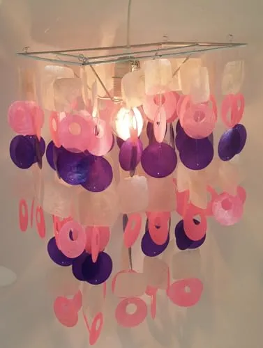 GURU SHOP Muschelleuchte Seventy - Farbige Deckenleuchte aus Capiz-Plättchen, ideal für Innen- und überdachte Außenbereiche. Verbreitet romantisches Flair und angenehmes Licht.