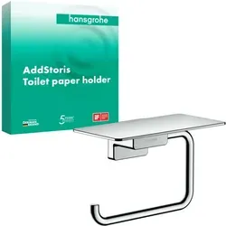 hansgrohe AddStoris Papierrollenhalter 41772000 - Toilettenpapierhalter mit Ablage, stilvolles Design aus Metall in Chrom, ideal für moderne Badezimmer