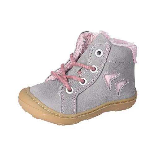 RICOSTA Baby Mädchen Lauflernschuhe GEORG – Warm gefütterte Schnürstiefel in Grau - Schuhe für die Kleinsten: RICOSTA GEORG aus echtem Leder, warm gefüttert und mit Naturkautschuk-Sohle. Ideale Passform für Komfort und Bewegungsfreiheit – perfekt für die ersten Schritte.