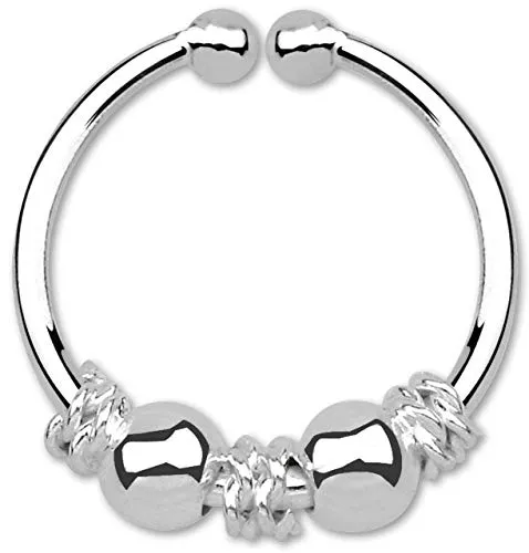 Produktbild Modern Nature Piercing-Schmuck Nasenpiercing Fake Septum Klemm Ring mit Kugeln in Silber, 1,0 x 10 mm