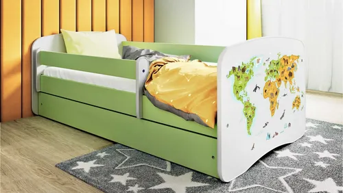 Raumhirsch Furniture Kinderbett in Grün mit Schublade - Modernes Kinderbett (80x180 cm) mit abnehmbarer Schutzschiene für maximale Sicherheit und praktischer Schublade für Stauraum im Kinderzimmer.