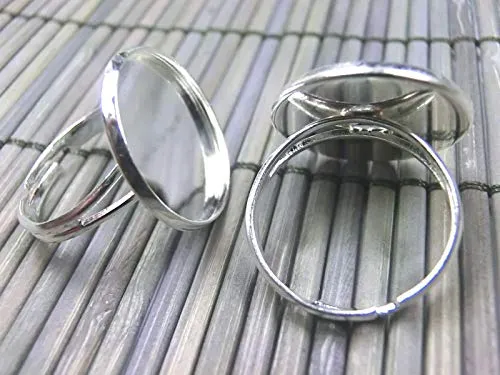 Ringrohlinge für 18mm Cabochons Ringe Rohlinge verstellbar Farbe Silber #S525 10