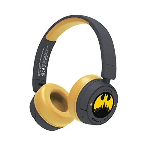 DC Batman Gotham City Kids Wireless Headphones - Kopfhörer für Kinder, offiziell lizenziert und perfekt für kleine Superhelden, die kabellosen Sound in stylischem Batman-Design genießen möchten.