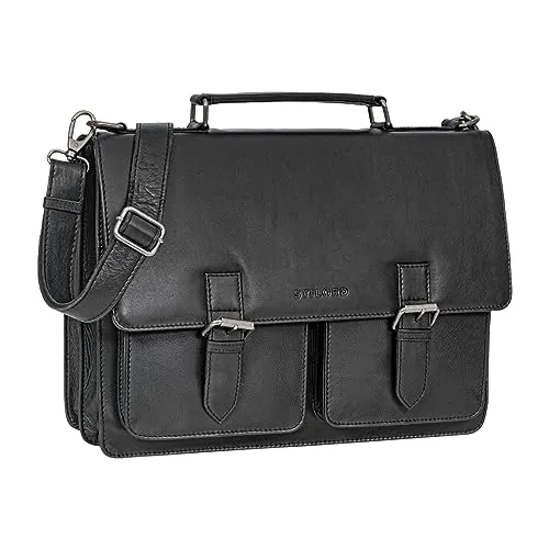 STILORD 'Amandus' Aktentasche Herren Leder - Vintage Laptoptasche 14 Zoll - Aktentaschen für Herren aus hochwertigem Echtleder, ideal für DIN A4 Unterlagen und Notebooks bis 13,3 Zoll. Praktisch und stilvoll - der perfekte Begleiter für Lehrer und Berufstätige.