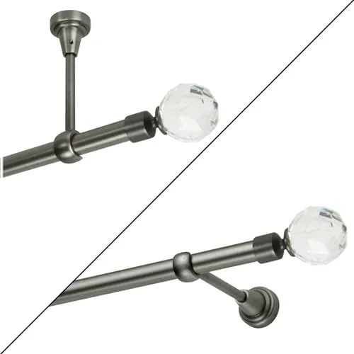 Gardinenstange 200 cm, Antik Stahl mit Kristallkugel - Einzelfensterstangen aus robustem Metall für langanhaltende Stabilität. Ideal für Wohnzimmer und Schlafzimmer, einfach zu montieren und in verschiedenen Ausführungen erhältlich.