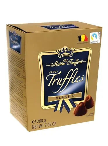 Maitre Truffout Fancy Gold Truffles Classic 200g - Edle Trüffelpralinen - Schokoladenbonbons & Pralinen, Fairtrade-zertifizierte Trüffelpralinen aus Belgien, ideal für besondere Anlässe und Genussmomente.