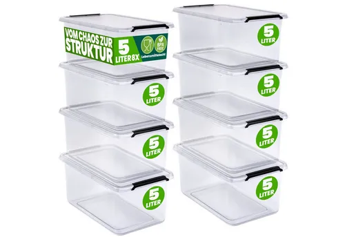 Deuba Aufbewahrungsbox 5L - BPA-freier Kunststoff Organizer - Praktische und stapelbare Aufbewahrungsbox für Küche und Haushalt, lebensmittelecht und ideal für die übersichtliche Lagerung von Kleinteilen und Lebensmitteln.