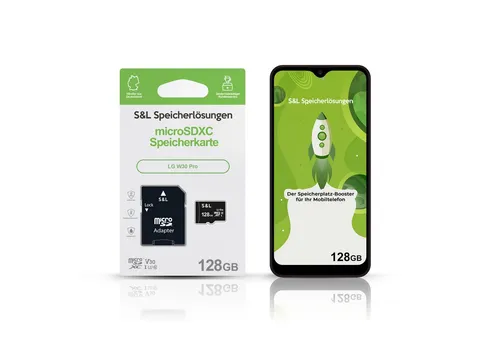 Tec-Expert microSD Karte S&L für LG W30 Pro (128 GB, Class 10) - Hochwertige microSD-Karte für sicheres Speichern und schnelle Datenübertragung. Ideal für Multimedia-Anwendungen. Qualitätssicherung durch deutsche Standards garantiert.