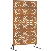 vidaXL Metallzaunpanel Wetterstahl mit Blütenblattmuster - Dekorative Zäune aus hochwertigem Wetterstahl, langlebig und ideal für stilvolle Gartenakzente mit rustikalem Charme.