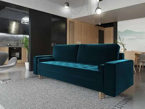 Sofa 3-Sitzer BELANO mit Schlaffunktion Türkis in türkis von Fun Möbel