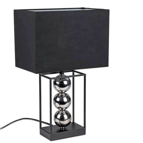 Formano Tischlampe Kugeln 46cm schwarz-silber - Elegante Tischlampe mit rechteckigem Fuß und drei stilvollen Kugeln. Ideal für stimmungsvolle Beleuchtung und als dekoratives Element in jedem Raum.