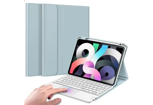 Fintie Tablet-Hülle Tastatur für iPad Air 11'' M3/M2 2024, Air 5/4 10.9 Zoll - Tastaturen mit Stifthalter und abnehmbarer deutscher Tastatur mit Touchpad, ideal für kreatives Arbeiten und komfortables Tippen.