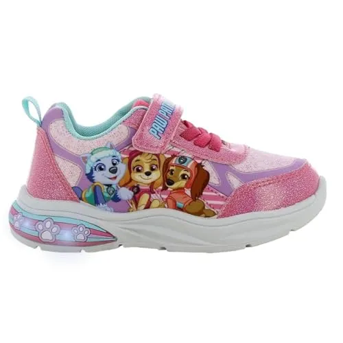 Leomil PAW Patrol Sneaker für Mädchen, Pink, Größe 29 EU - Sneaker für Mädchen mit Skye, Liberty & Everest Motiv, Klettverschluss und LED-Leuchten, ideal für Schule und Freizeit, sorgt für Spaß und Sicherheit bei jedem Schritt.