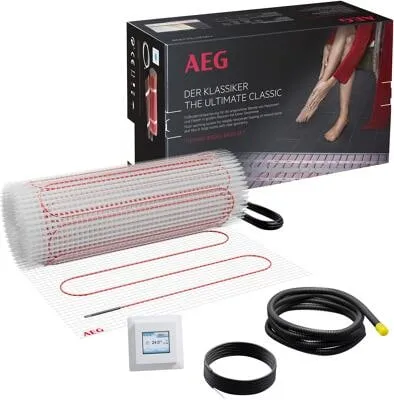 AEG elektrische Fußbodenheizung Komplettset 1,5 m² - Kostengünstige elektrische Fußbodenheizung für Fliesen, Teppich und mehr. Gleichmäßige Wärmeverteilung, einfache Installation und energiesparende Funktionen für maximalen Komfort.