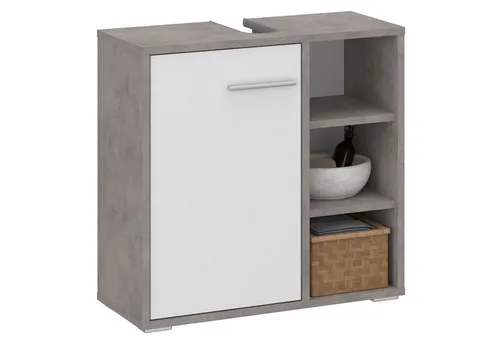 Caro-Möbel Waschbeckenschrank ORNA - Waschbeckenunterschrank für Badezimmer, mit viel Stauraum hinter einer Tür und 3 offenen Fächern für Ordnung und ansprechendes Design.