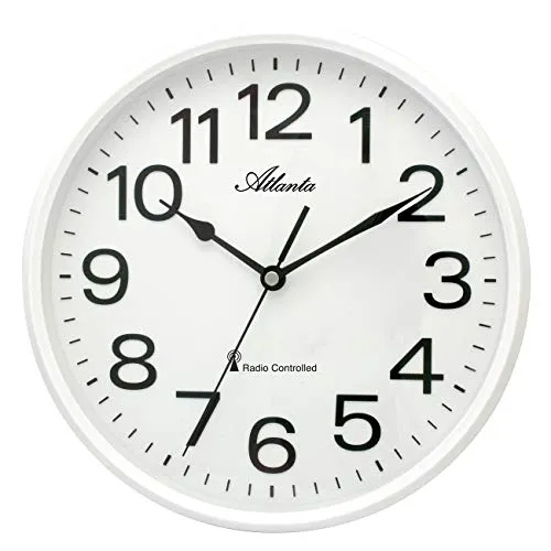 Atlanta Funkwanduhr 26 cm - Funkgesteuert und modern - Wohnaccessoires mit automatischer Zeiteinstellung und gut ablesbaren Metallic-Ziffern für eine stilvolle Zeitansage in Ihrer Küche oder Wohnraum.