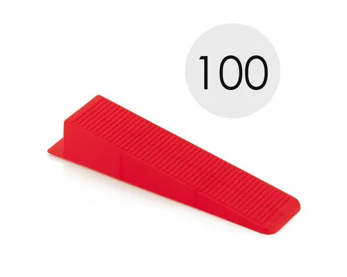 MidGard Fliesenkreuz Verlegekeile Fliesenkeile Keile Fliesen-Verlegehilfe Mehrweg Nivellier (100-St) Keile 100 Stk. Rot 20x85x16