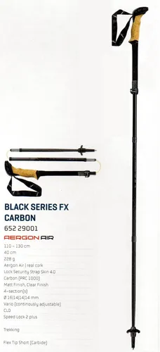 Leki Black Series FX Carbon - Leichter Carbon-Wanderstock - Wanderstöcke mit Aergon Air Griff aus Echtkork für maximalen Komfort und Kontrolle. Nur 228 g leicht, ideal für Bergtouren und inklusive praktischer Faltstocktasche.