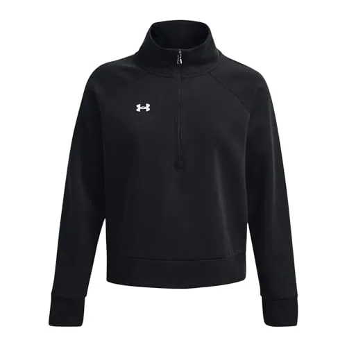 Under Armour Women's Rival Fleece HZ Pullover - Schwarz, Gr XS - Damen Fleecepullover mit halblangem Front-RV, perfekt für Freizeitaktivitäten. Hergestellt aus 80% Baumwolle für hohen Tragekomfort.