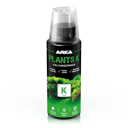 Kaliumdünger Aquarium 118 ml – für Wasserpflanzen & Aquascaping – gegen Kaliummangel, für kräftigen Wuchs – frei von Nitrat & Phosphat – ARKA Plants K