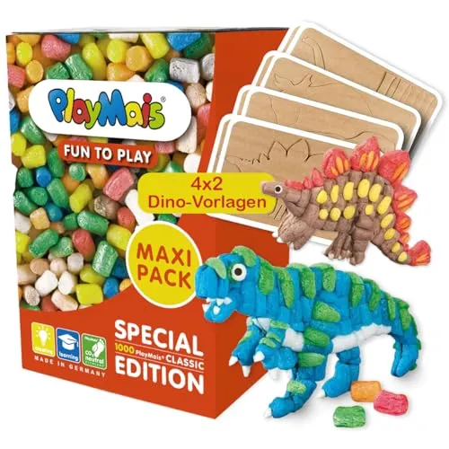 Playmais Fun to Play MAXI PACK 3in1 für Kinder ab 3 Jahren | Motorik-Spielzeug mit 1000 Classic, 8 Vorlagen & Anleitungen | Natürliches Spielzeug | Fördert Kreativität & Feinmotorik