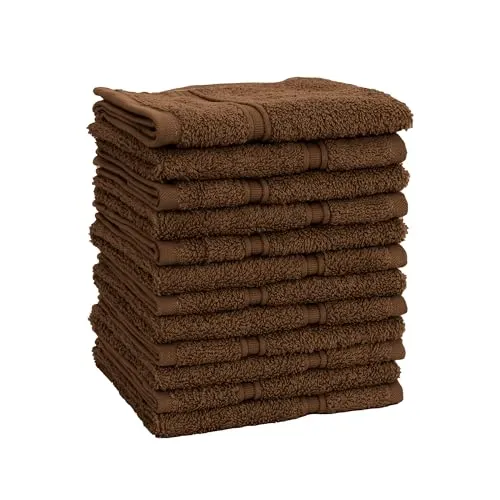Veluna Home Premium Gästehandtücher Set 100% Baumwolle Gästehandtücher (30x30 cm) | Oeko-TEX Zertifiziert (Braun, 12er Pack)