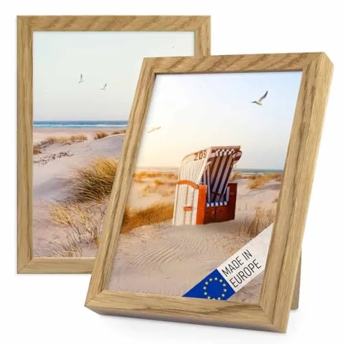 PHOTOLINI Bilderrahmen 2er Set aus Massivholz - Einzelrahmen aus robustem Holz mit bruchsicherer Acrylglasscheibe. Ideal für die stilvolle Dekoration in jedem Raum – vielseitig für Fotos und Erinnerungsstücke.
