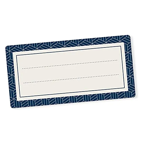 itenga 40x Buchetiketten Heftetiketten 9x4,5cm I Schulheft Etiketten I Namensschild beschreibbar selbstklebend Aufkleber aus Haftpapier (Geometrie)