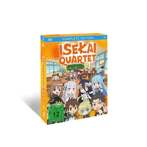 Crunchyroll Blu-ray Isekai Quartet - 1. Staffel - Gesamtausgabe - Erlebt ein aufregendes Abenteuer mit den Charakteren von Re:Zero, Overlord, Konosuba und The Saga of Tanya the Evil in dieser unterhaltsamen Kurzserie voller Humor und Chaos. Ideal für Anime-Fans!