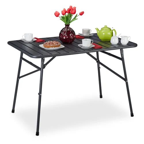 Wetterfester Gartentisch Klapptisch in Anthrazit - Robuster Esstisch für Garten und Balkon, ideal für Camping. Mit einer Breite von 110 cm und wetterfestem Stahl, perfekt für jede Outdoor-Aktivität.