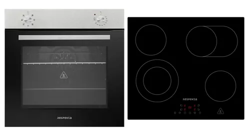 Respekta Einbau Herdset mit Glaskeramik Kochfeld - Hochwertiges autarkes Herdset mit 4 Kochplatten und 56 l Backofen, energieeffizient (A), ideal für moderne Küchen.