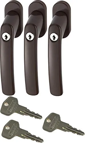 ABUS FG200 B SB abschließbarer Fenstergriff, braun im Set 3 Stück