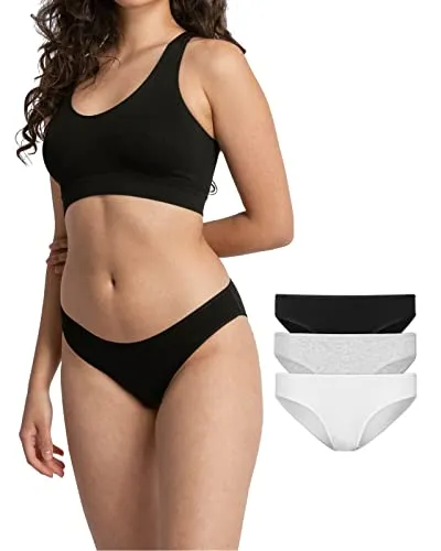 Snocks Damen Unterwäsche Slip aus Bio-Baumwolle (3er Pack) - Bequeme Slips ohne einschneidendes Gummiband - Gr. L - Farbenmix (Weiß/Grau/Schwarz) - Erlebe den ganzen Tag über hohen Tragekomfort mit unseren Snocks Slips aus Bio-Baumwolle. Das klassische Design und die perfekte Passform machen sie ideal für jeden Anlass, ohne einzuengen oder Druckstellen zu hinterlassen.