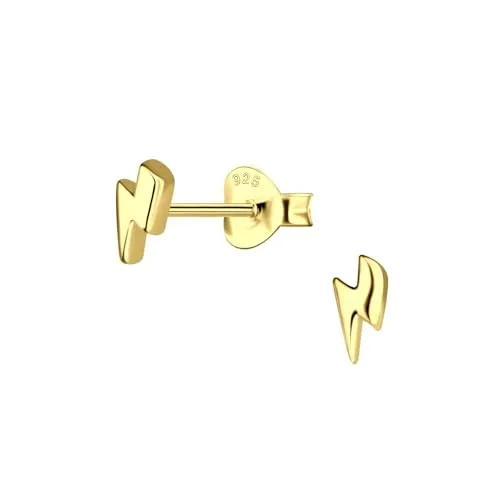 Monkimau - Blitz Ohrringe, Ohrstecker, Ohrschmuck - aus 925 Sterling Silber - für Damen und Mädchen - handgefertigt, hypoallergen und kleine Geschenkidee