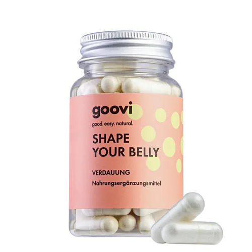GOOVI SHAPE YOUR BELLY Nahrungsergänzung - Nahrungsergänzung für Frauen in Kapseln, unterstützt die Verdauung und hilft bei Blähungen mit einer einzigartigen Kombination aus Kombucha, Fenchel und Enzymen.